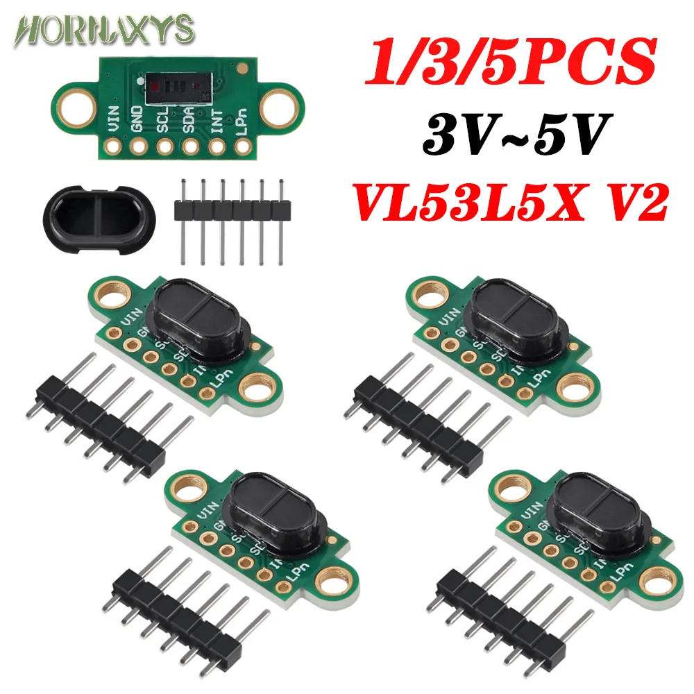 5/1PCS VL53L5X V2 Time of Flight Sensor Module Wide Field Multi Area Laser Ranging with Cover TOF Sensor VL53L5CX