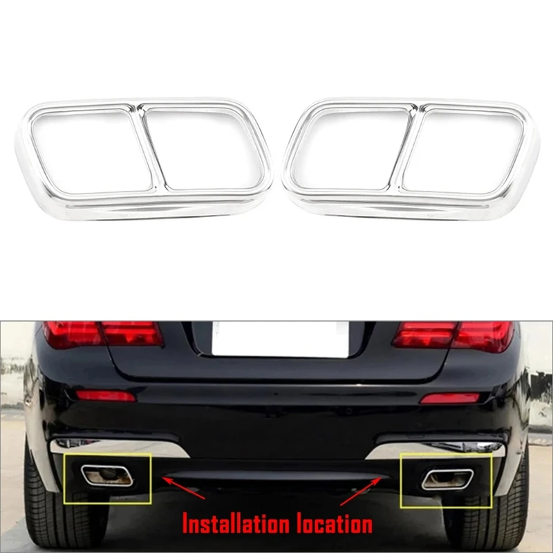 Car Tail Muffler Exhaust Pipe Output Cover Decor Trim For BMW F01 7 Series 730I 740I 750I 760I 2009-2014