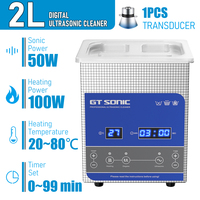 GT SONIC Ultrasonic Washer 2L 50W Stainless Steel Bath Ultrasonic Wash Dental Watches Cleaner Glasses Jewelry Nozzle
