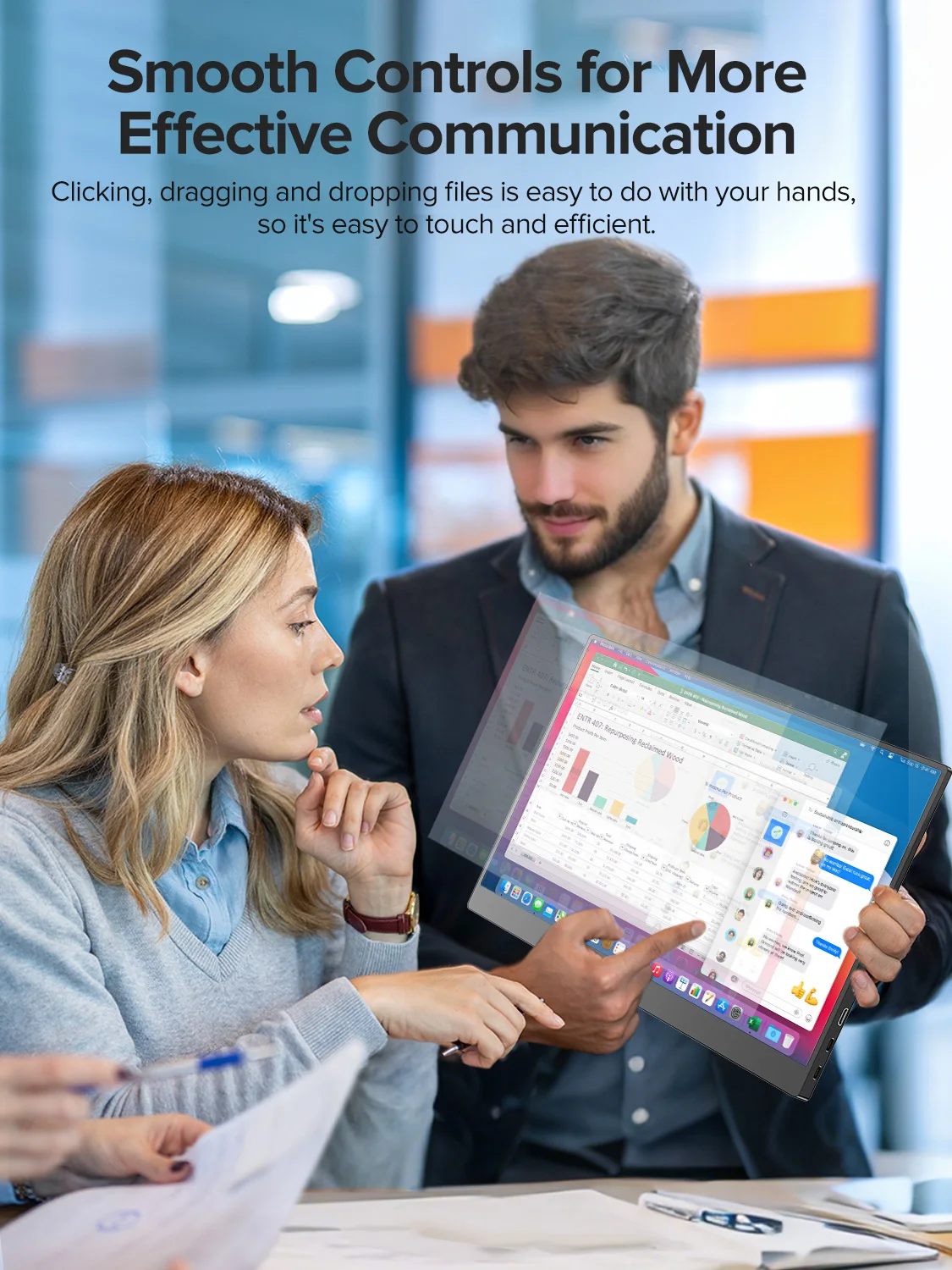 شاشة UPERFECT المحمولة مقاس 15.6 بوصة تعمل باللمس بدقة 1080 بكسل FHD IPS للألعاب USB-C مع مكبرات صوت Mini HDMI لأجهزة PS5 PS4 Xbox Series NS الكمبيوتر المحمول