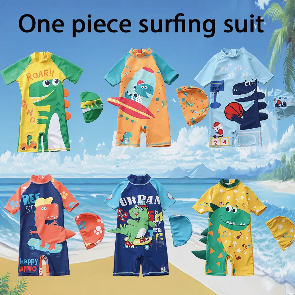 Kids Boy Swimsuit Cool Print 2 Pcs/lot 1-7 Years Summer Children Board Shorts Children Boys Swimwear Beach Surfing