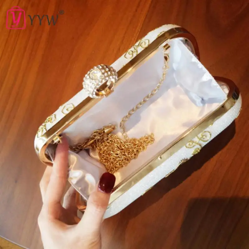 Luxury Embroidered Evening Bags Women  Designer Diamond Clutch For Party Bag Handbags Shoulder Crossbody Bags Messenger Female