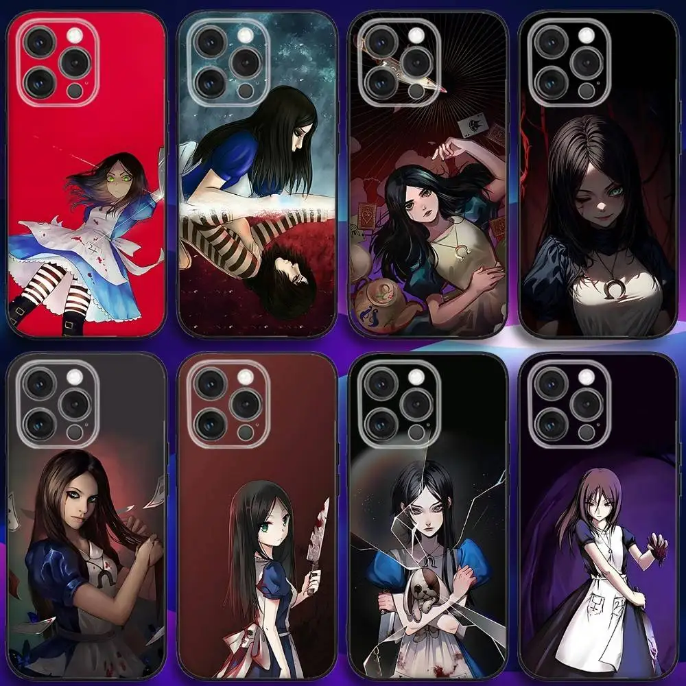 

Game A-Alice Madnes Return Phone Case For iPhone 17,16,15,14,13,12,11,Pro,Max,Plus,X,XS,SE4,E,Mini,Soft Black Case
