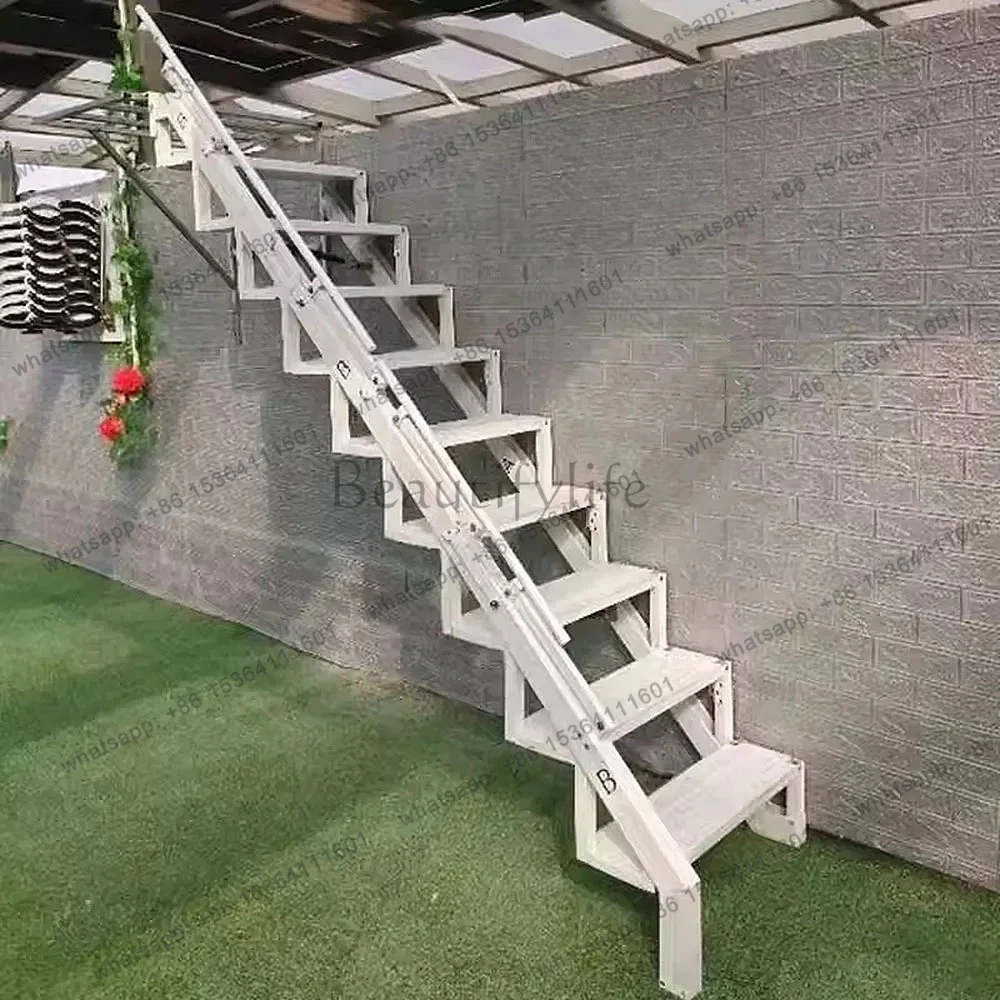 Folding Ladder Stairs Custom Outdoor Fire Small Duplex Indoor and Outdoor Loft Second Floor Villa Loft Home Small Apartment