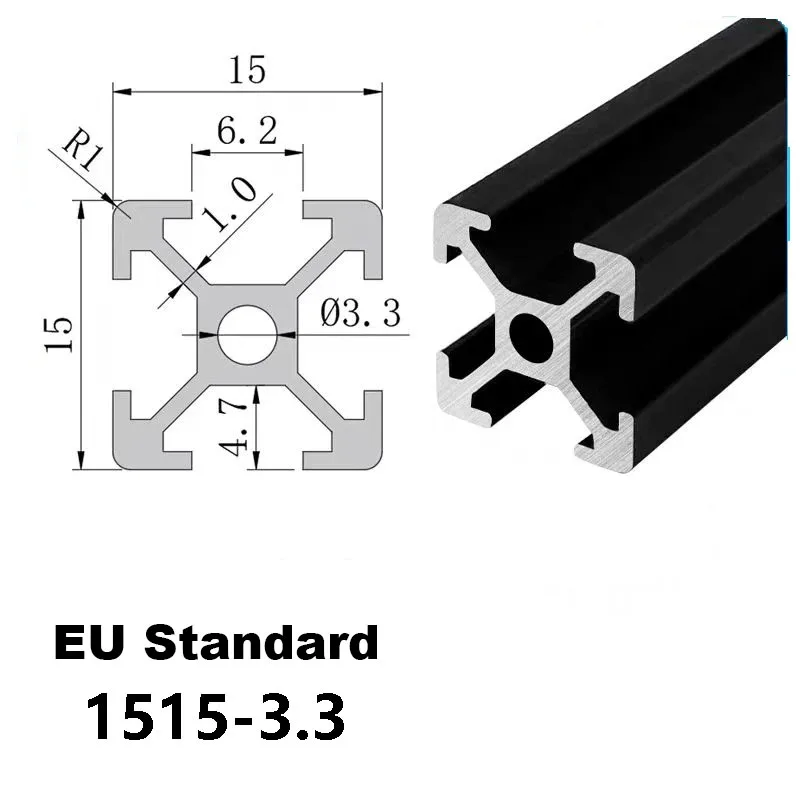 4 stks/partij Industriële Aluminium Profielen Geëxtrudeerd Volgens EU 1515 Sliver Black Anodiseren Voor Printer Frames Lengte 100-1000mm