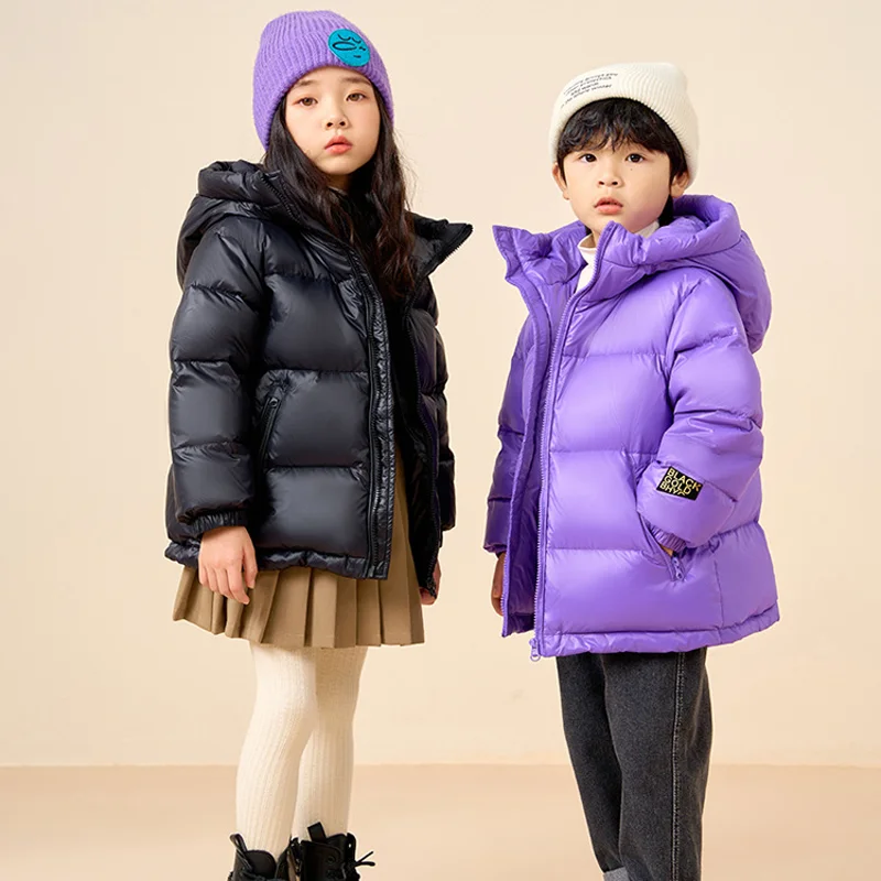 Fall and Winter New Children's down Jacket Black Gold Standard Parent-Child White Duck down Boys and Girls Thickened Jacket view 2