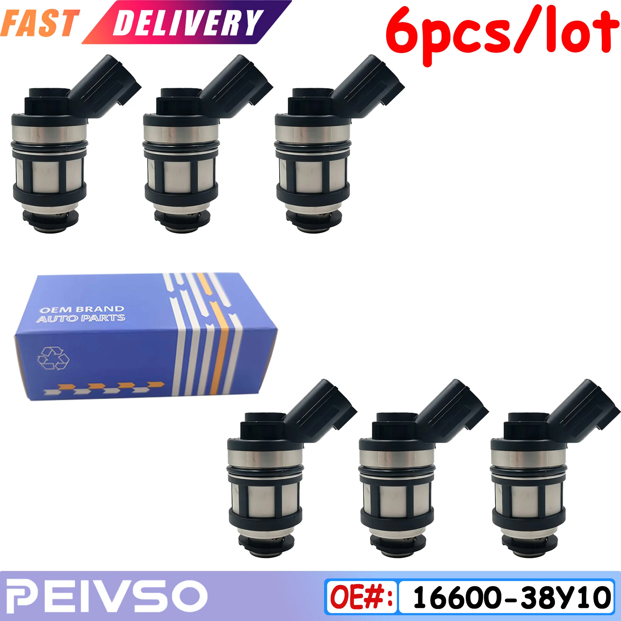 PEVISO 6pcs/lot 16600-38Y10 JS23-1 Fuel Injectors For Nissan Quest Pathfinder Frontier Xterra 1996-2004 3.0L 3.3L V6
