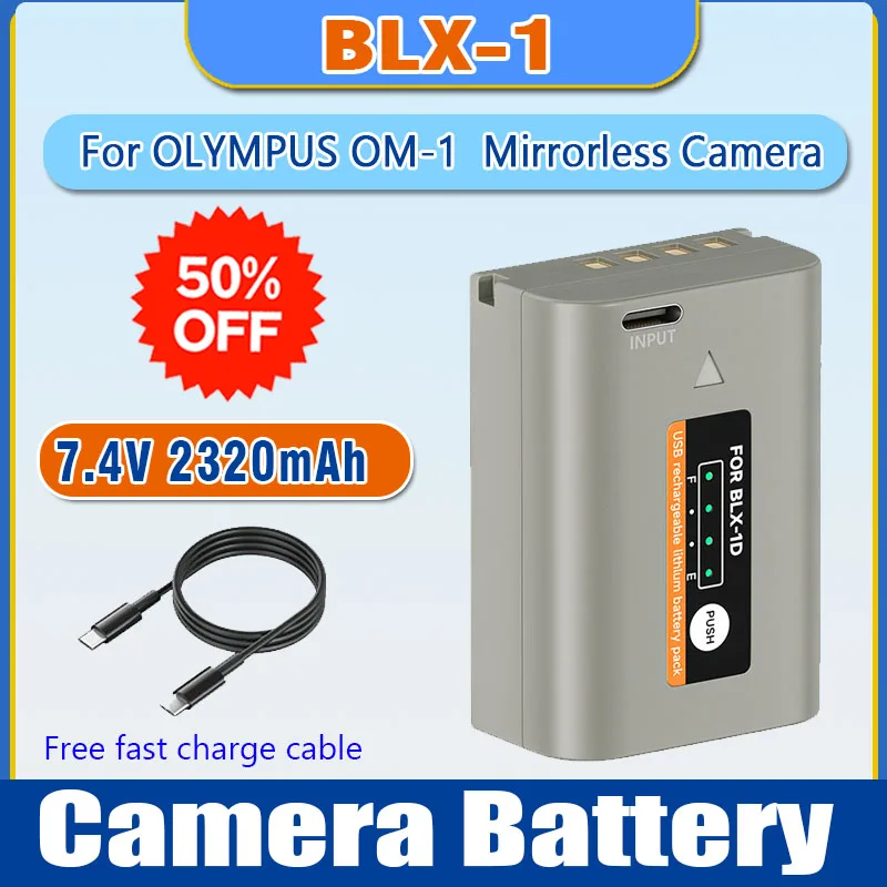 BLX-1 Camera Battery, Type-C Direct Charging, Compatible for OLYMPUS OM-1  Mirrorless Camera OM1, BCX-1 BLX1 Battery