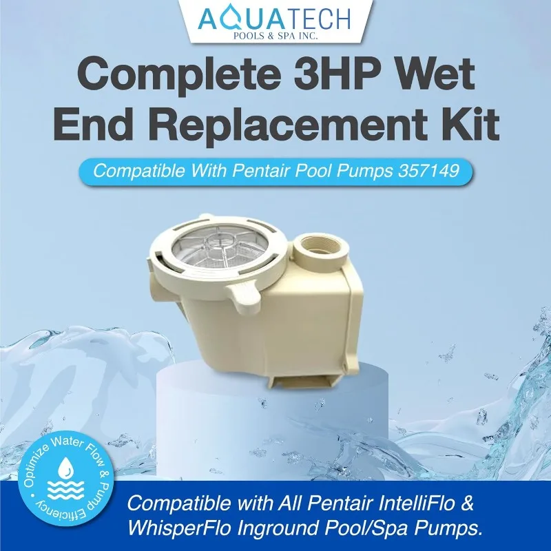 Complete Wet End Replacement Compatible with Pentair Pool Pumps 357149, Whisperflo, and Intelliflo Pool Pumps (3HP)