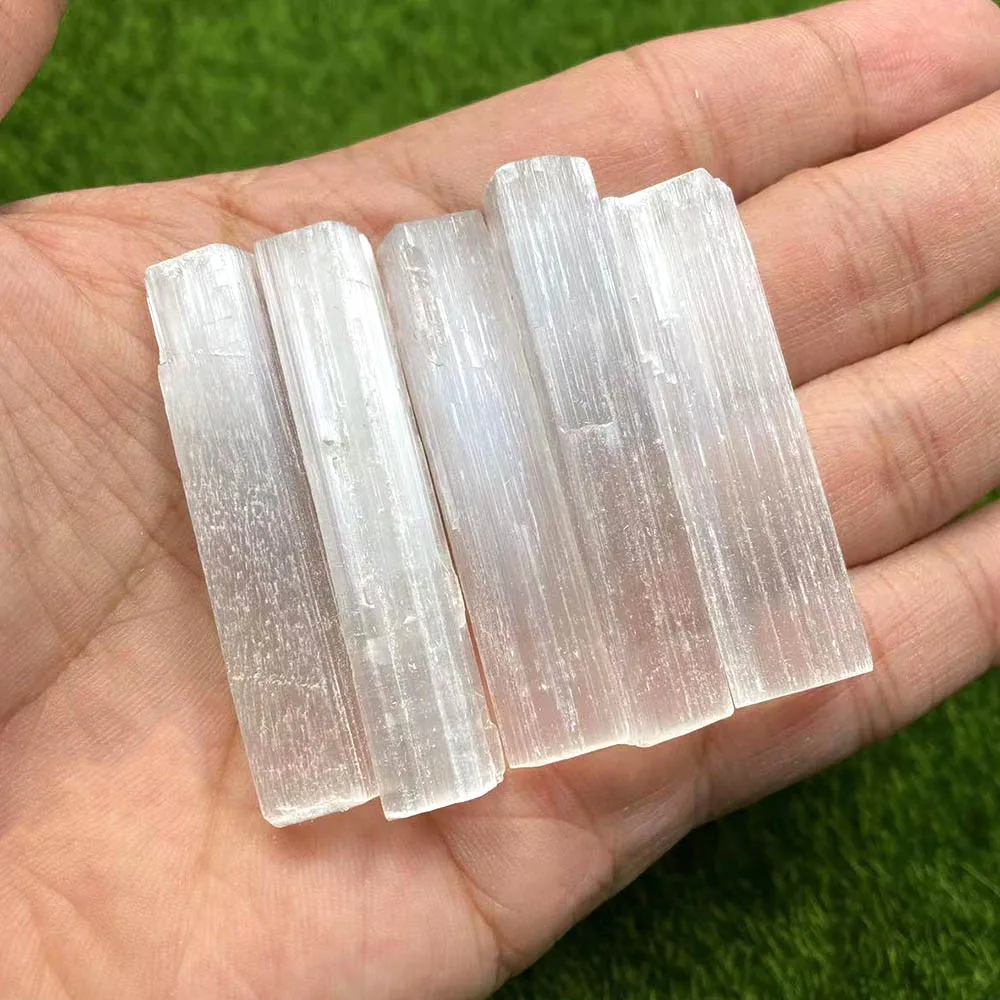 5pcs White Selenite Natural Stone Irregular Shape Rough Crystal Stick Mineral Gift Wands Wholesale Making Room Decoration