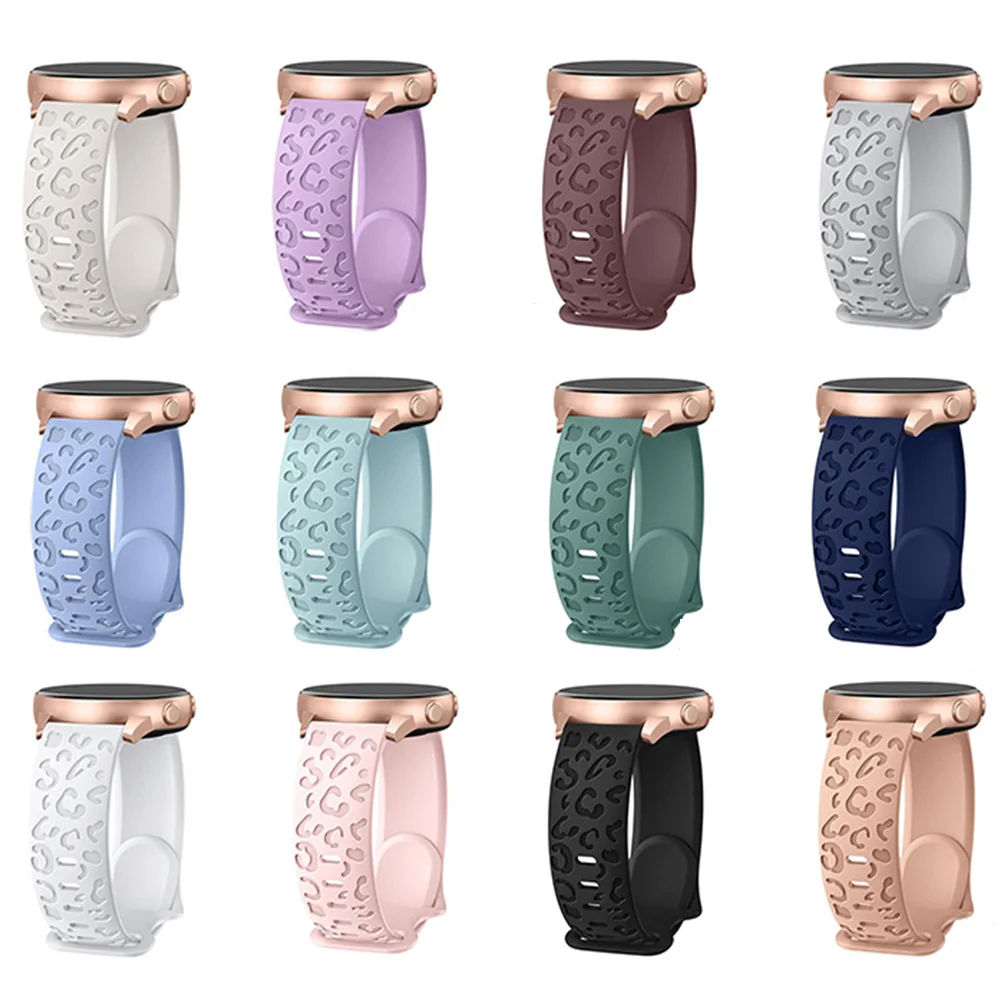Correas para Samsung Galaxy Watch 6/5/5 pro/4/6, correa clásica de silicona con grabado de leopardo, pulsera deportiva de 20mm para Huawei GT 4-3-2