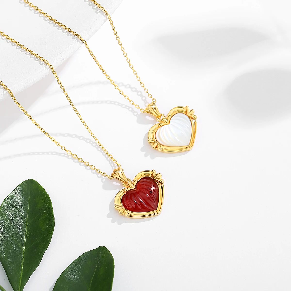 Szjinao Pure 18k Gold Heart Pendant Necklace For Women 100% Real Gold Natural Red Agate Stone AU750 Jewelry Hypoallergenic Sale