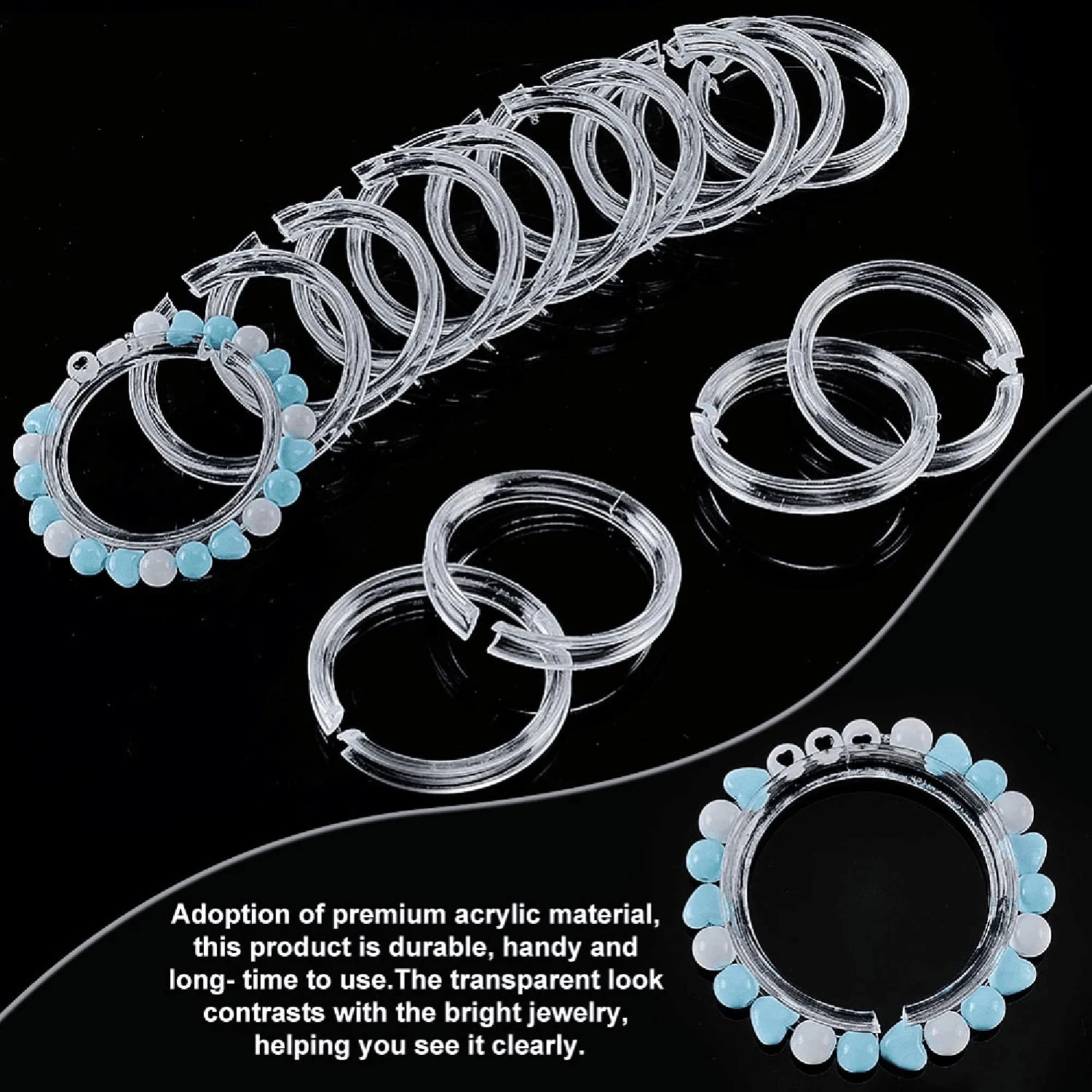 5mm 5Pcs Beaded Bracelet Display Stand Clear Acrylic Jewelry Holder Transparent Round Bangle Rack Organizer Display Shelves