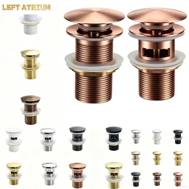 Bathroom Black Sink Stopper Washbasin Pop Up Drain Plug Cover Waste Pipe Drainer With Or Without Overflow For Bath Accessories