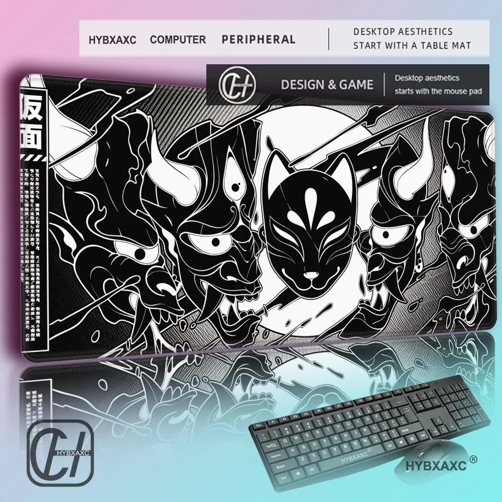 

HYBXAXC Japanese Anime Black Oni MousePad Computer Durable Deskmat Non-Slip Rubber Large Size Playmat for Gaming Accessories