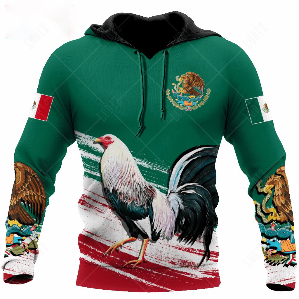 Men\'s Hoodie Mexican Hoodies 3D Print Mexican Rooster Graphics Tops Autumn Long Sleeve Streetwear Hooded Hoodie For Men Clothes