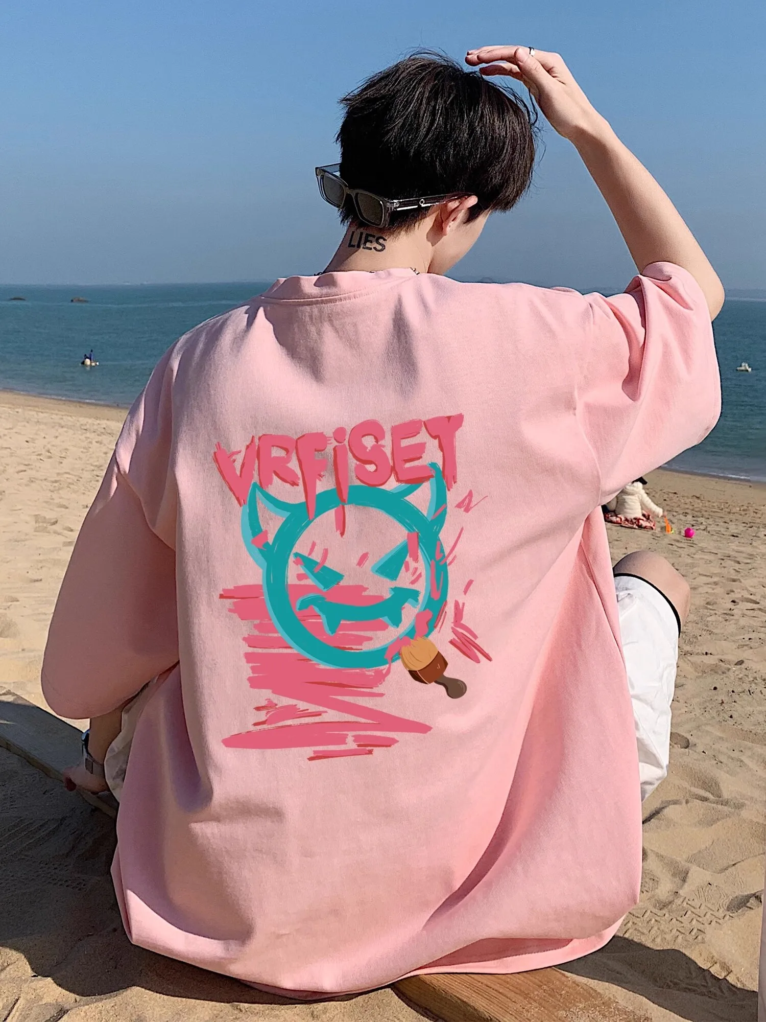 Cleanfit ピンク リトル デビル パーカー メンズ ロング Sve ベースレイヤー T-irt トレンディ ブランド ティーンエイジ アウター カジュアル ルーズ フィット プリント