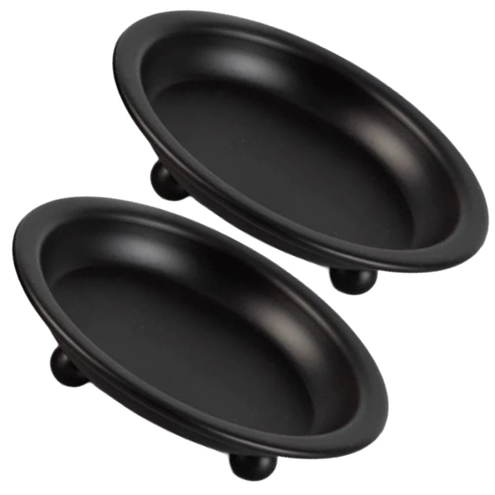 2Pcs Holder Plates Metal Pillar Tray Sturdy Base for Wedding Birthday Home Decoration Small Round Tray