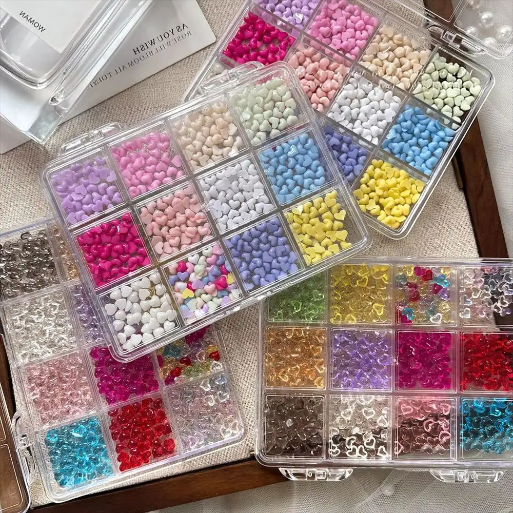 1Box 3D Resin Mini Heart Nail Art Charms Multi-Color Heart Nail Decorations DIY Acrylic Jewelry Making Craft Nail Supplies Kits*