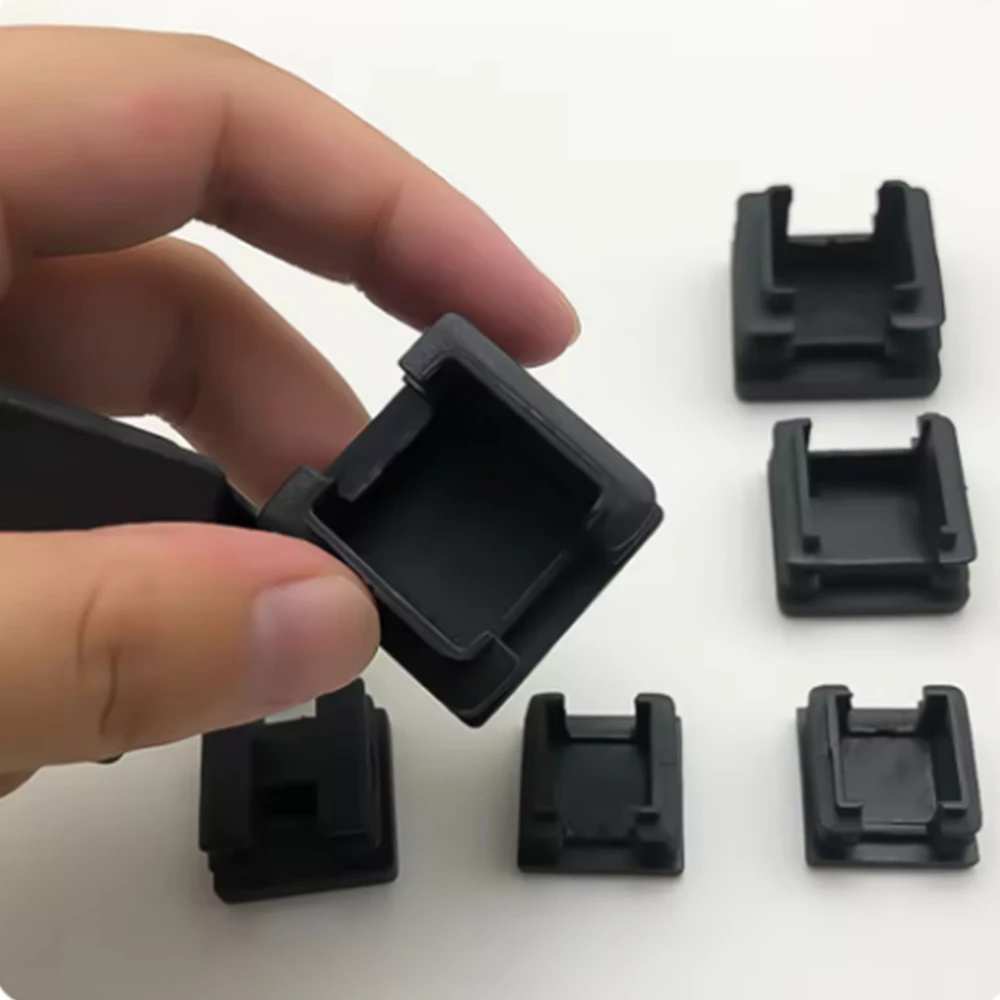 10-100Pcs Black PE Open Square Plug Thickened Tube Square Plug Open Tube Plug Square Foot Pad 20*20mm 25*25mm 30*30mm