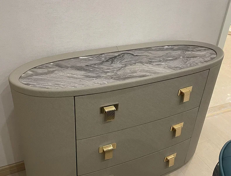 

Italian light luxury marble side cabinet oval locker