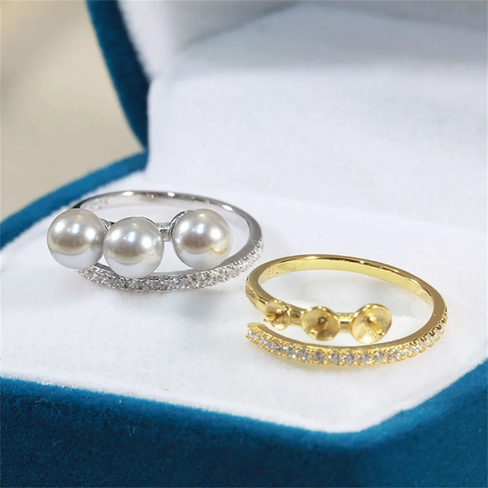 Solid S925 Sterling Silver Pearl Ring Settings Findings & Accessories  for Jewelry Making Bulk Wholesale Craft Supplies No Pearl