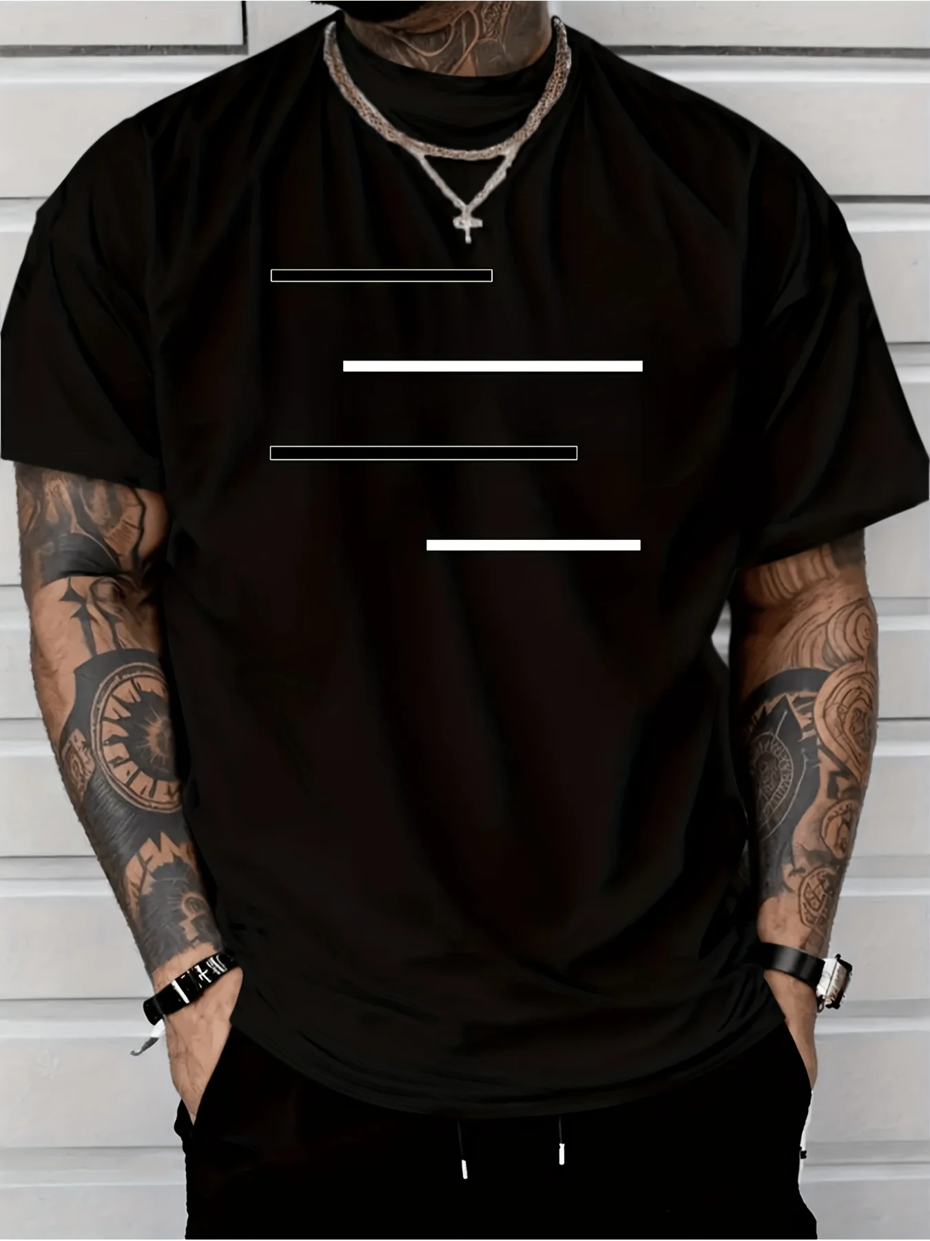 Men's Plus Size Urban Style T-Shirt, Simple Line Design, Casual Summer Wear - The Perfect Gift for Fashionable Men