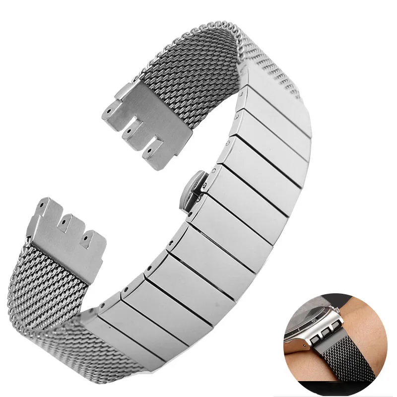 

Металлический стальной ремешок для образцов, ремешок для часов из нержавеющей стали, сетчатый ремень, аксессуары с тремя вилками, ремешки 19 мм, мужской и женский браслет