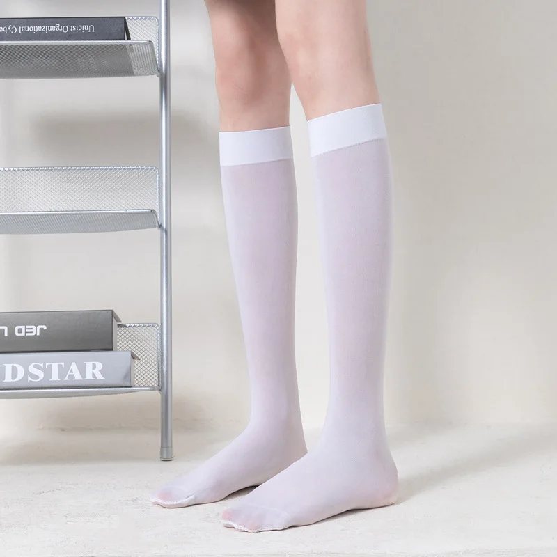 Women's Thigh High Compression Socks - Thin Velvet Slimming Stockings Solid Color Ins Trendy for Spring Summer Autumn