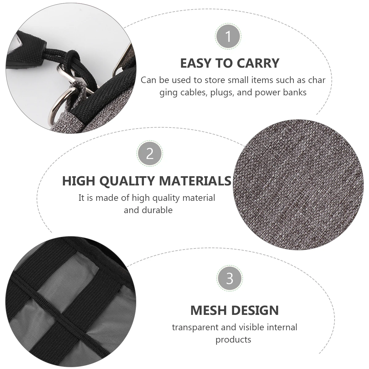 

Digital Storage Bag Durable PVC Material Travel Electronics Organizer Cable Pouch Earphone Holder Data Cord Case Storage