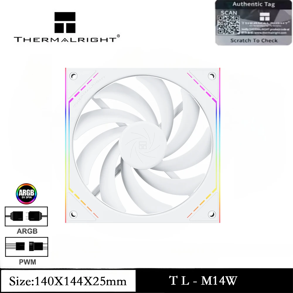 

Thermalright TL-M14W 1/3/5PCS Вентилятор для корпуса компьютера, ARGB 140 мм, бесшумный, с высоким CFM, ШИМ, 1500 об/мин