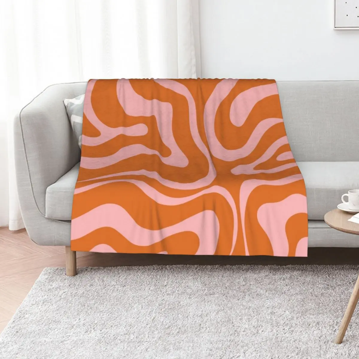 Liquid Swirl Retro Abstract Pattern in Orange and Pink Throw Blanket valentine gift ideas Hairys Blankets For Bed Blankets