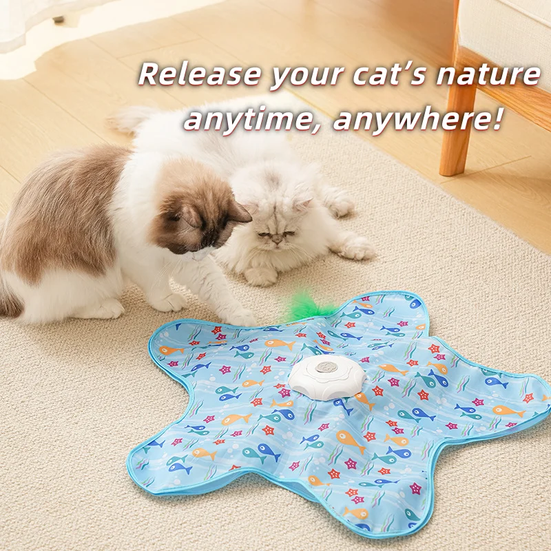 Jouets interactif pour chat, cache-cache, avec souris, mouvement grinçant, activé, plumes dissimulées mobiles, jouet Teaser pour chaton