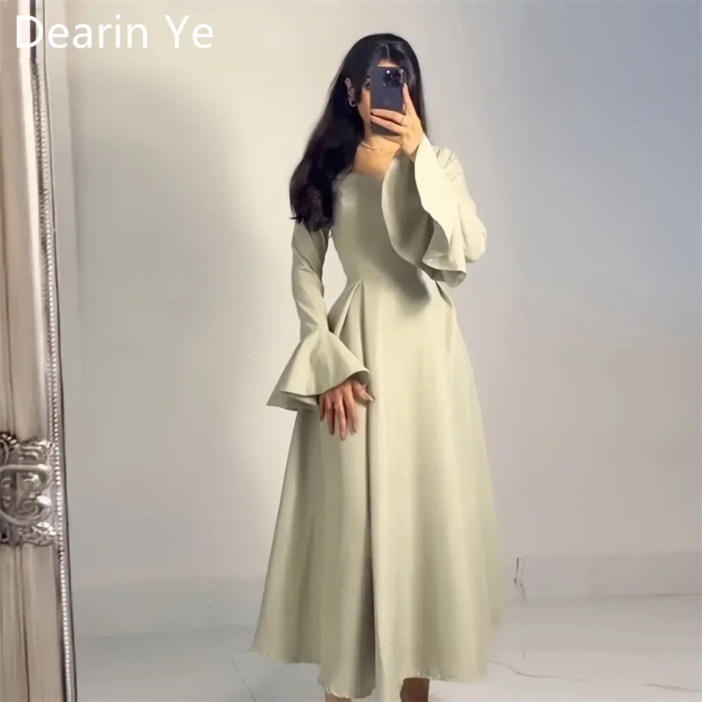 

Saudi Arabia Dearin Scoop Neckline A-line Ankle Length Skirts Draped Flouncing Bespoke Occasion Dresses Prom Dress Evening Forma