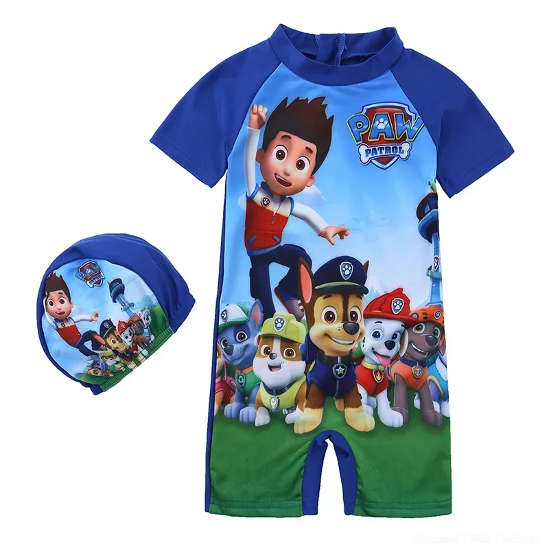 PAW Patrol Children One Pieces Swimsuit  Print Playsuit Child Short Sleeve Swimwear Beach Bathing Suit Swim Wear For Boys Girls