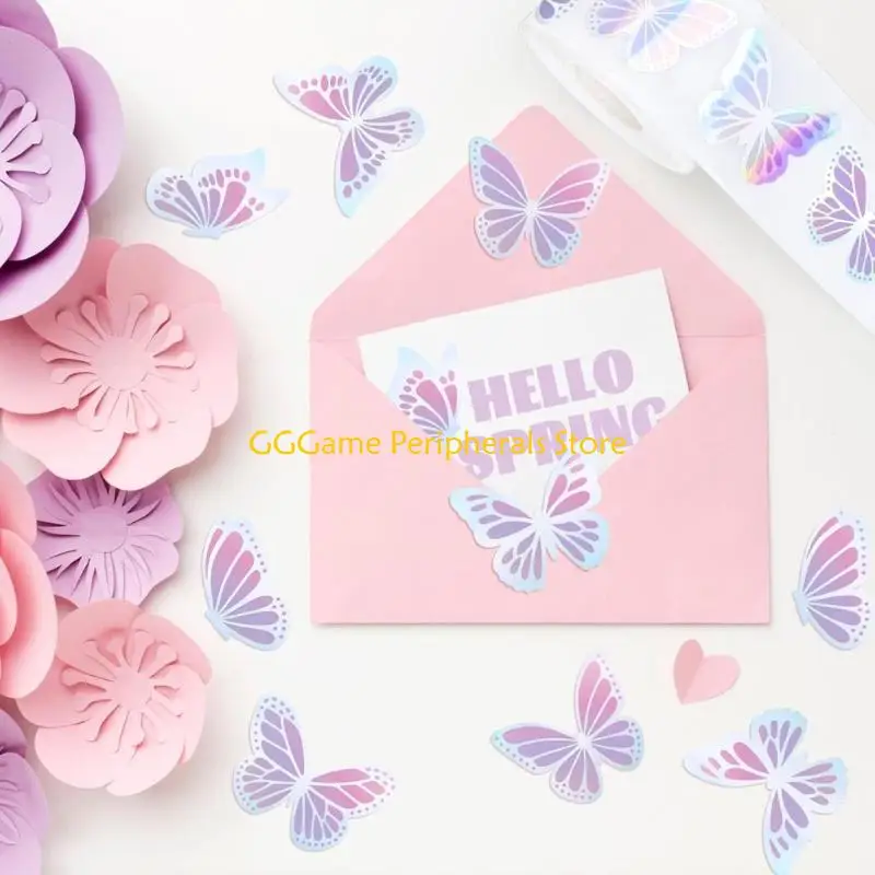 U55B 500 Count Butterfly Sticker Glittering PVC Waterproof Sticker for Journaling