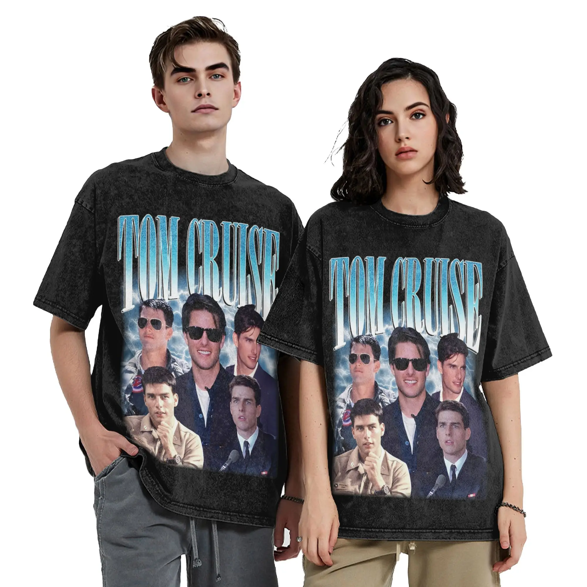 Tom Cruise 90s Vintage Ethan Hunt Mission Impossible Washed T Shirts Streetwear Vintage T-Shirts Tees for Men Women Cotton