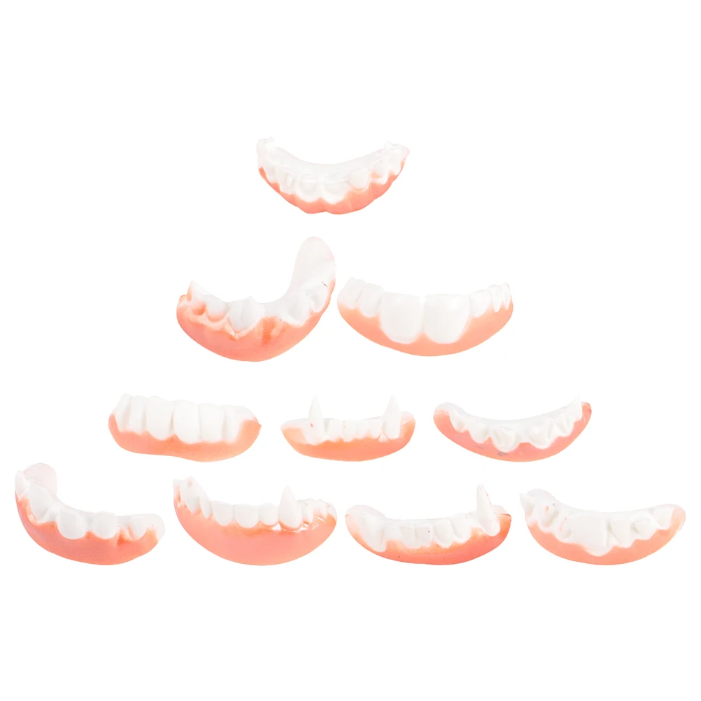 10 pz Protesi di Halloween Zombie Zanne Denti Puntelli per Adulti Costume Regali Del Partito Pvc Cosplay Realistico HorrorDecoration