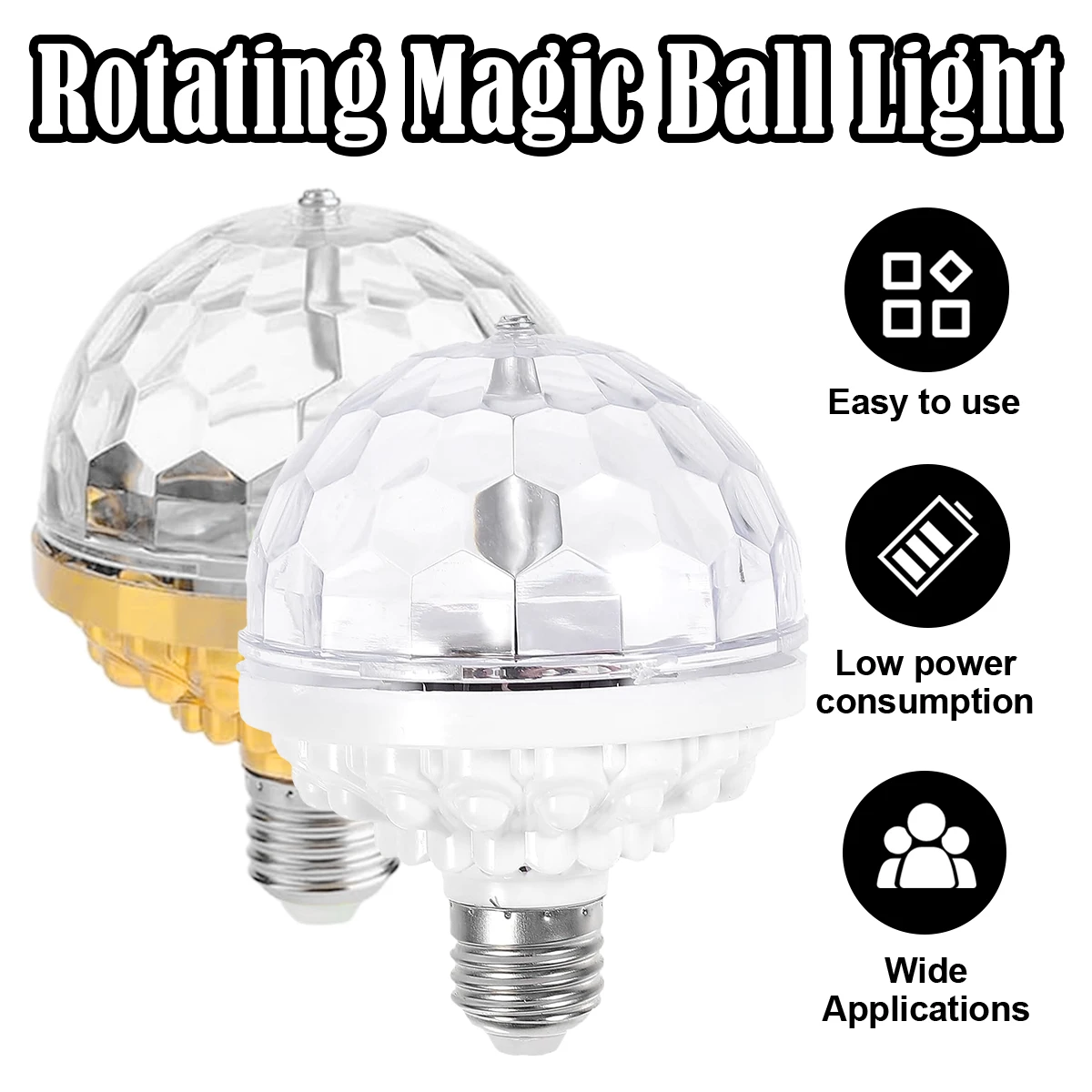 

E27 Led Stage Light Bulb Colorful Rotating Magic Ball Lighting Lamp Luminously Projector Room Dance Parties Disco Lamps Dj Color