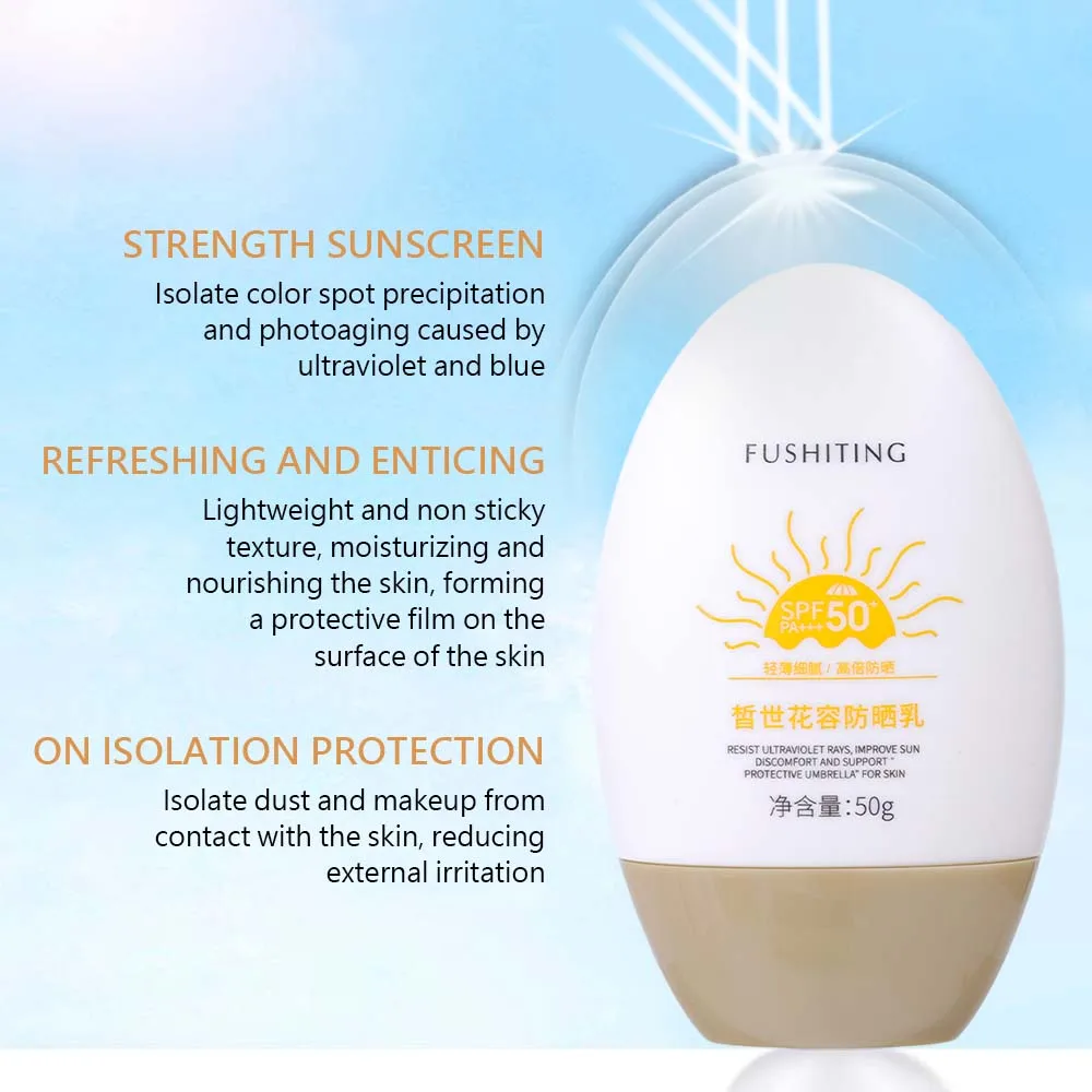 Sunscreen Cream PF 50+ UV Protective Anti Oxidant Sun Block Isolation Cream Lightweight Facial Primer for All Skin Cosmetics