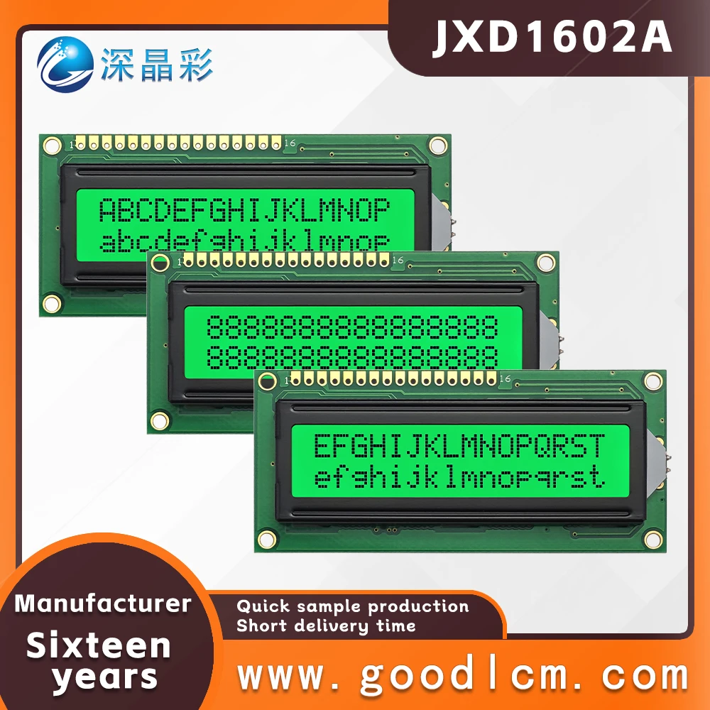 Manufacturer's LCD screen JXD1602A STN Green Positive 16X2 character screen high standard industrial LCM display module