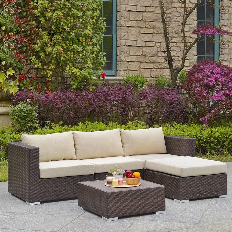 

*s for Outdoor Sofa Tempered Glass Tabletop Furniture Segmented Combination Synthetic Rattan Wicker Sofa Set&