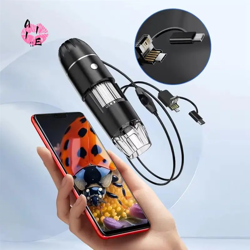 

A11E-цифровой микроскоп, ручная USB HD инспекционная камера 50X-1600X с подставкой, 8 светодиодных портативных микроскопов для ПК, смартфона