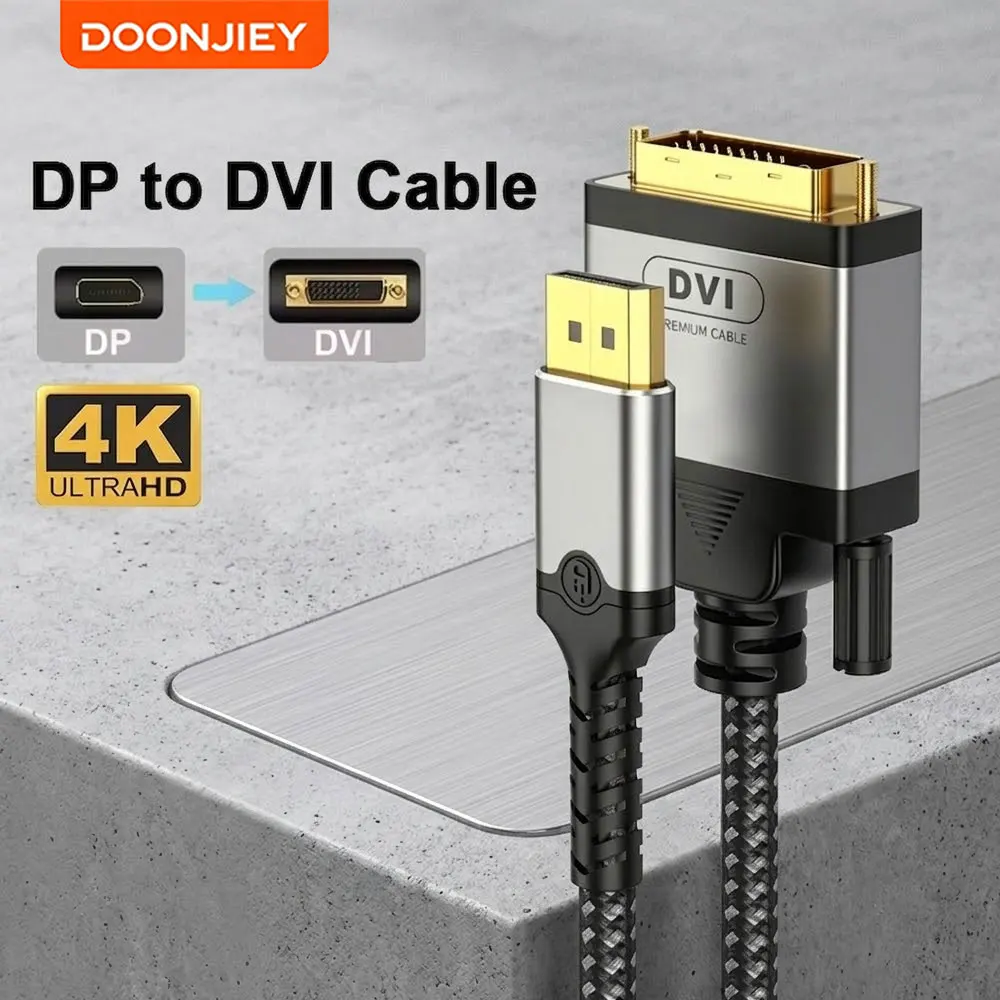 DOONJIEY 4K DP to DVI VGA Adapter Cable, DisplayPort to DVI VGA Converter 4K@30Hz 1080P for TV Laptop PC Computer Monitor