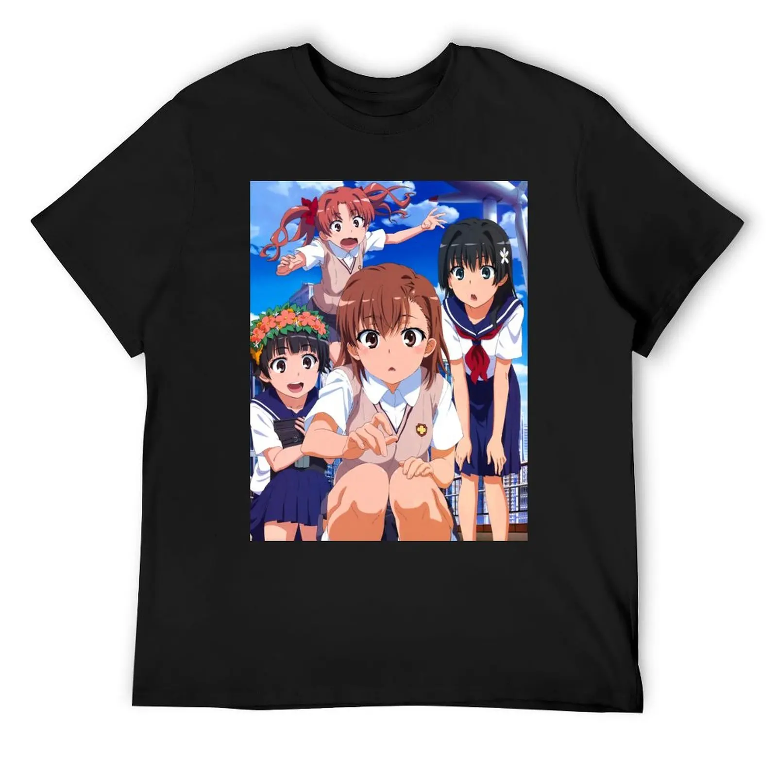 Toaru Kagaku - Misaka Mikoto, Shirai Kuroko, Saten Ruiko, Uiharu Kazari Футболка большого размера, мужские футболки, мужская футболка с короткими рукавами