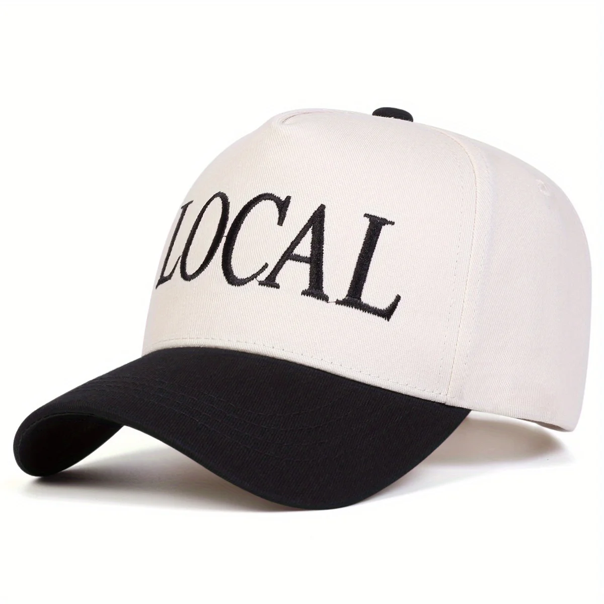 [قبعة بيسبول محلية] قبعة بيسبول محلية خفيفة الوزن للرجال من البوليستر قابلة للتعديل، تصميم 5 جوانب مع تطريز "محلي"