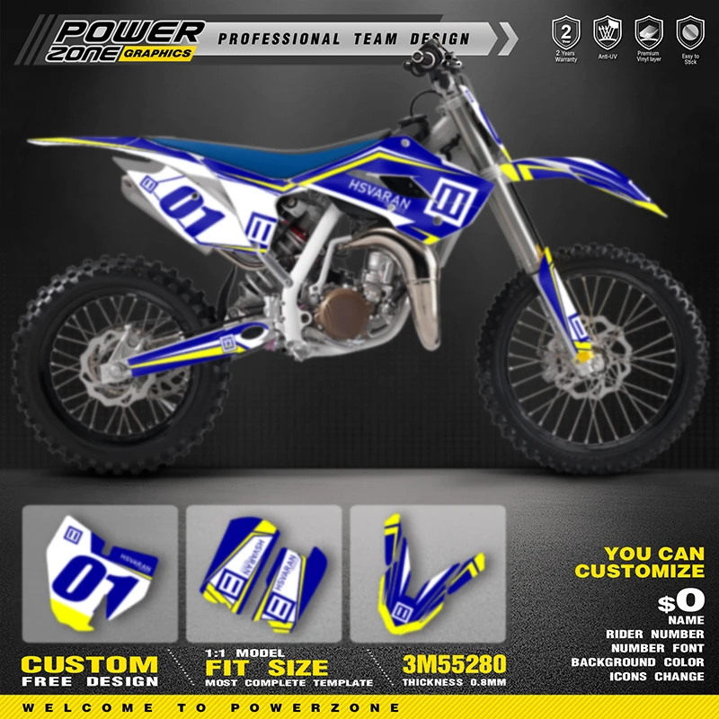 PowerZone Custom Team Graphics Backgrounds Decal Stickers Kit For Husqvarna TC85 2017 2016 2015 2014 07