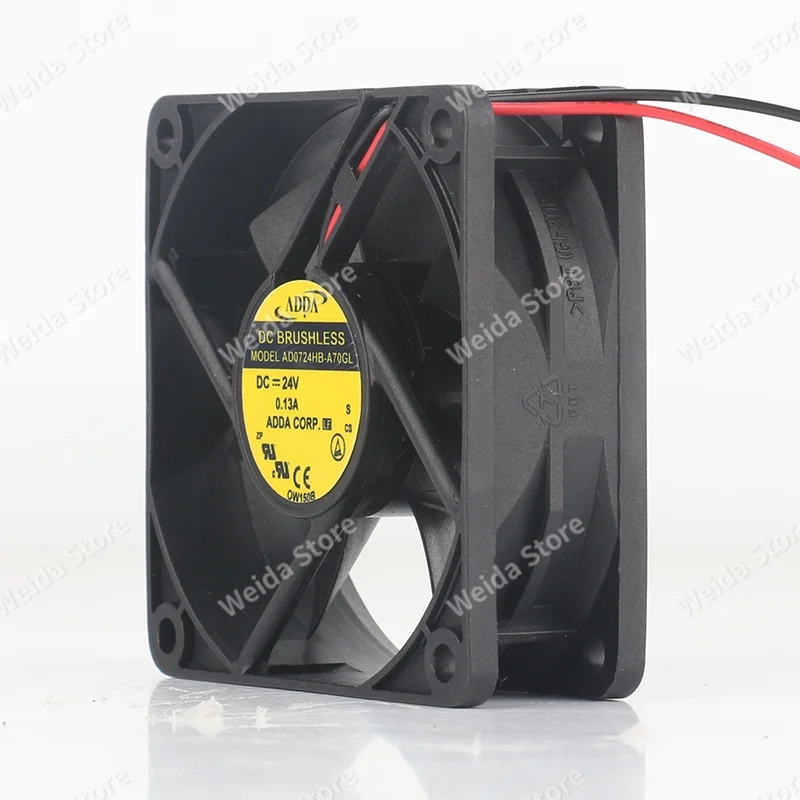 Cooling fan ADDA 5V 12V 48V DC 24V 0.13A 7025 70X70X25MM 7CM Elevator Variable frequency chassis High speed AD0724HB-A70GL