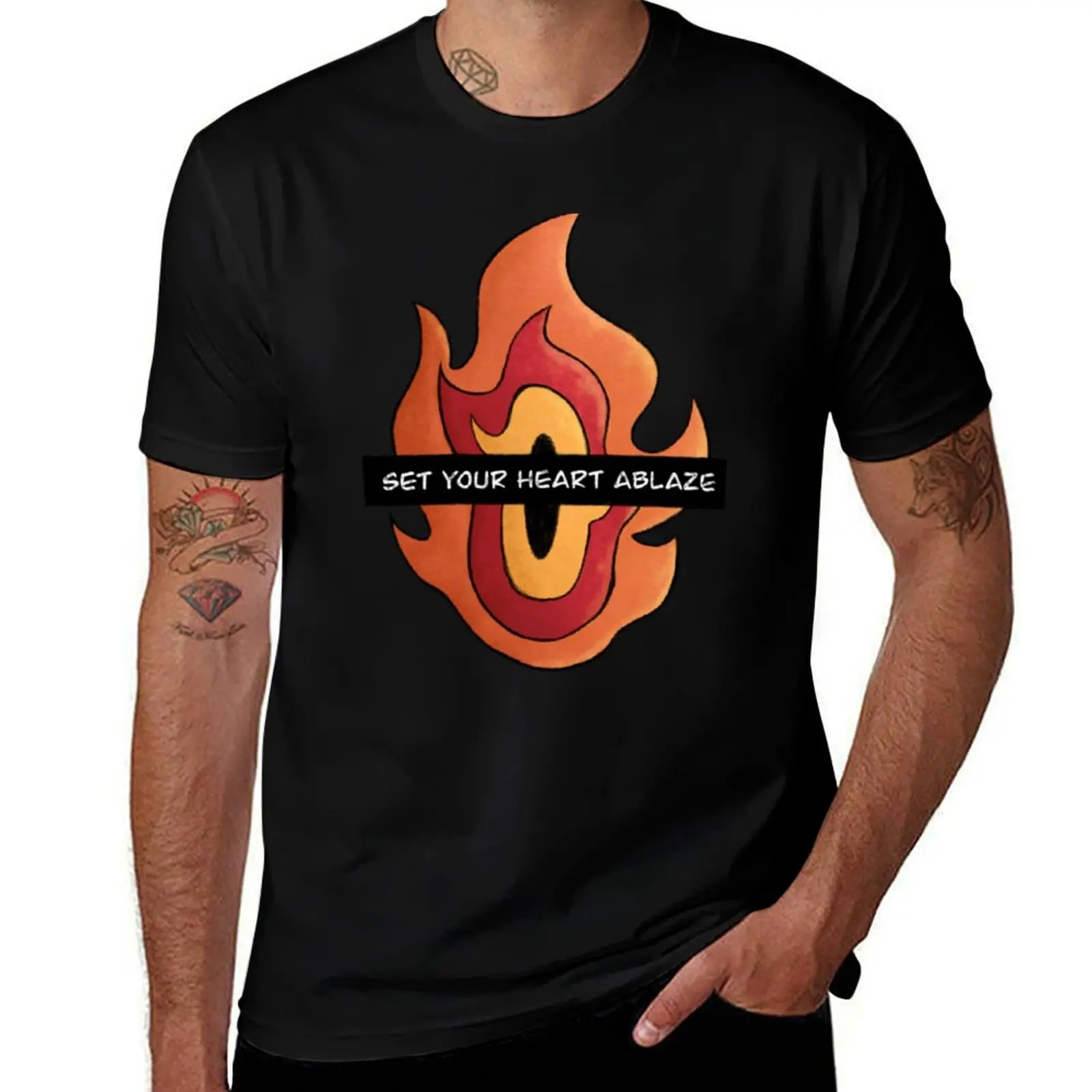 

Set Your Heart Ablaze T-Shirt t shirts for man graphic funny t shirt men 100% cotton luxury brand T-Shirt