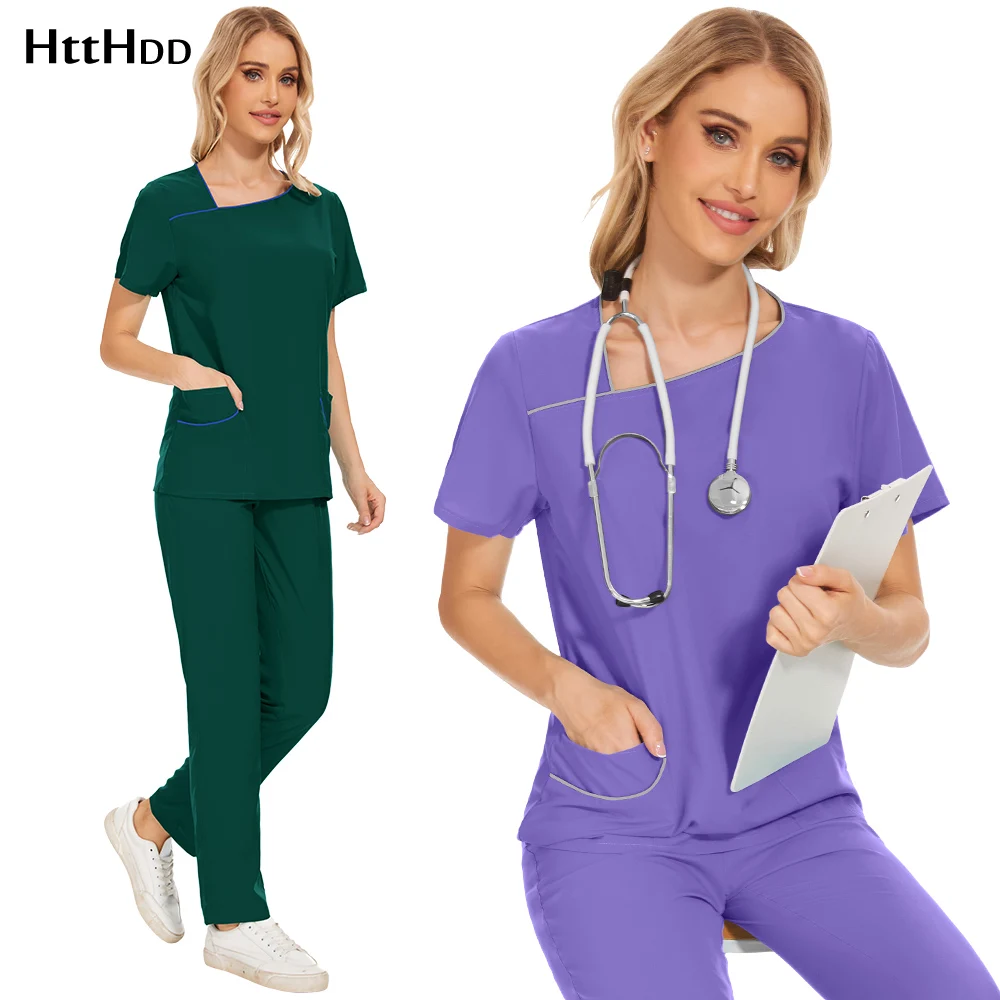 Unisex Scrubs Sets para Mulheres, Uniformes Médicos, Enfermeira Veterinária, Salão de Beleza, Spa Work Wear, Dust Coat, Blusa, Calças Femininas